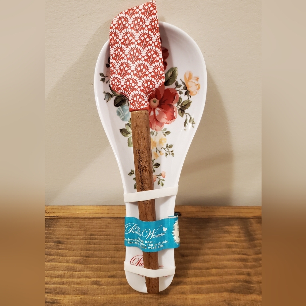 The Pioneer Woman 2-piece Spoon Rest and Spatula Set - Vintage Floral
